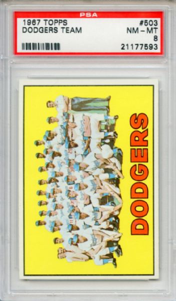 1967 Topps 503 Los Angeles Dodgers Team PSA NM-MT 8