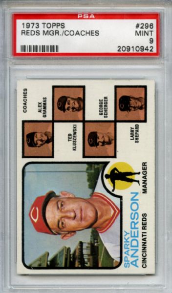 1973 Topps 296 Sparky Anderson PSA MINT 9