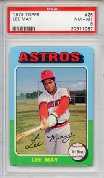 1975 Topps 25 Lee May PSA NM-MT 8