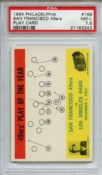 1964 Philadelphia 168 San Francisco 49ers Playcard PSA NM+ 7.5