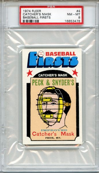 1974 Fleer Baseball Firsts 4 Catcher's Mask PSA NM-MT 8