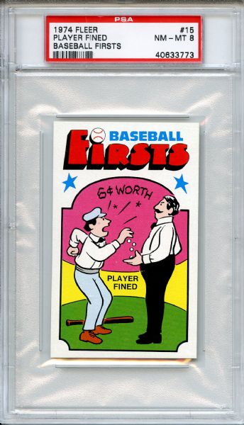 1974 Fleer Baseball Firsts 15 Player Fined PSA NM-MT 8