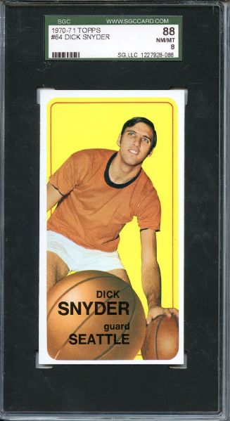 1970 Topps 64 Dick Snyder SGC NM/MT 88 / 8