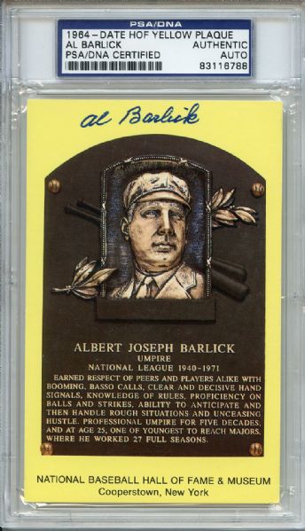 Al Barlick Signed HOF Postcard PSA/DNA