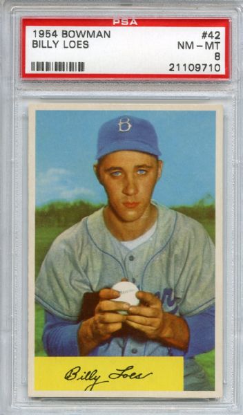 1954 Bowman 42 Billy Loes PSA NM-MT 8