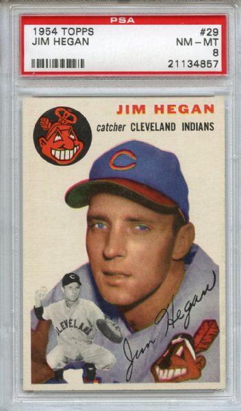 1954 Topps 29 Jim Hegan PSA NM-MT 8