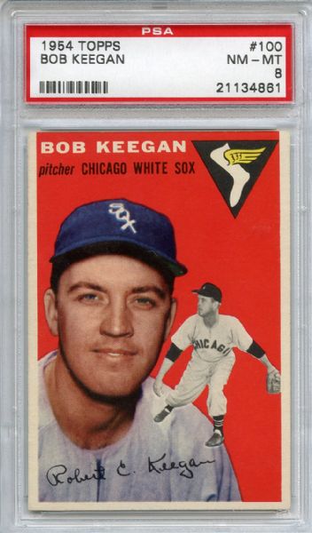 1954 Topps 100 Bob Keegan PSA NM-MT 8