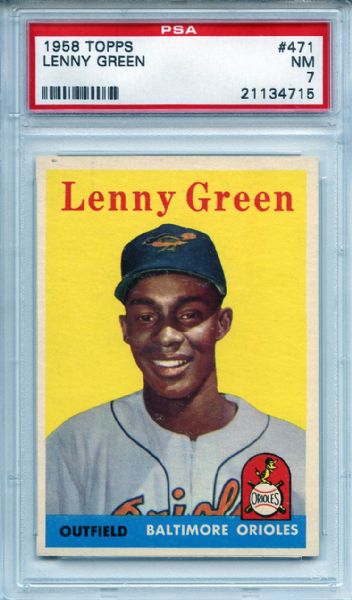 1958 Topps 471 Lenny Green PSA NM 7