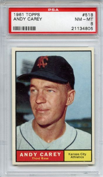 1961 Topps 518 Andy Carey PSA NM-MT 8