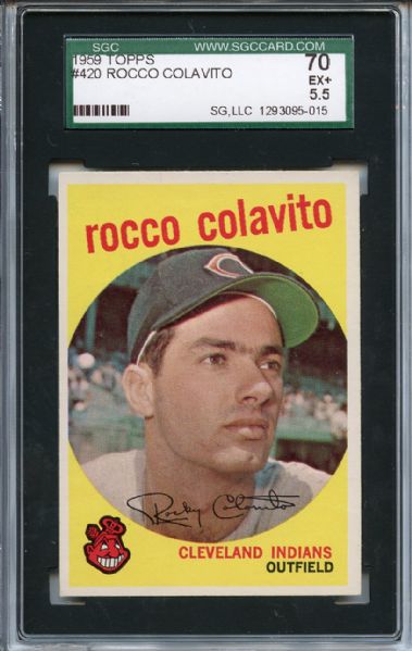 1959 Topps 420 Rocky Colavito SGC EX+ 70 / 5.5