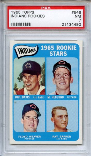 1965 Topps 546 Cleveland Indians Rookies PSA NM 7