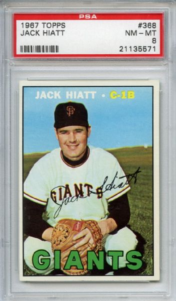 1967 Topps 368 Jack Hiatt PSA NM-MT 8