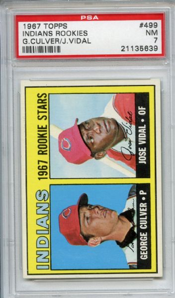 1967 Topps 499 Cleveland Indians Rookies PSA NM 7