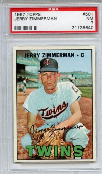 1967 Topps 501 Jerry Zimmerman PSA NM 7