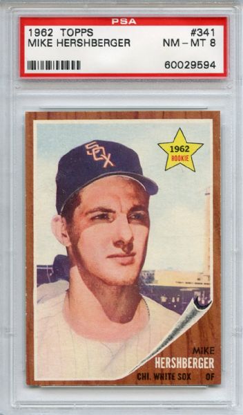 1962 Topps 341 Mike Hershberger PSA NM-MT 8
