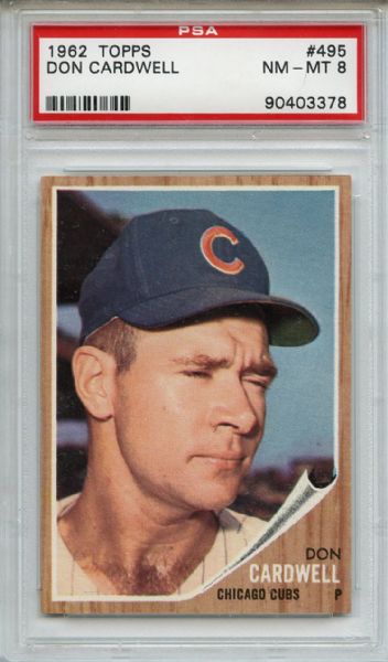 1962 Topps 495 Don Cardwell PSA NM-MT 8