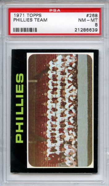 1971 Topps 268 Philadelphia Phillies Team PSA NM-MT 8