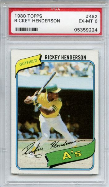 1980 Topps 482 Rickey Henderson Rookie PSA EX-MT 6