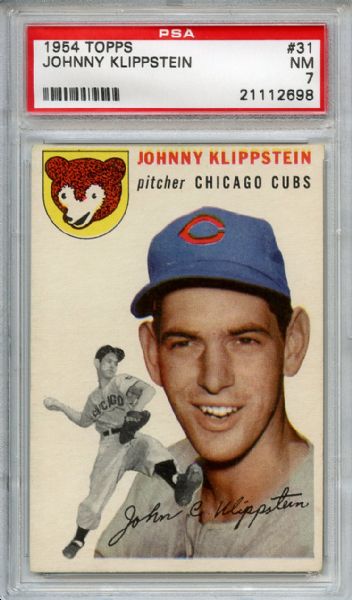 1954 Topps 31 Johnny Klippstein PSA NM 7