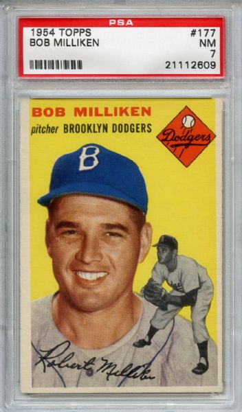1954 Topps 177 Bob Milliken PSA NM 7