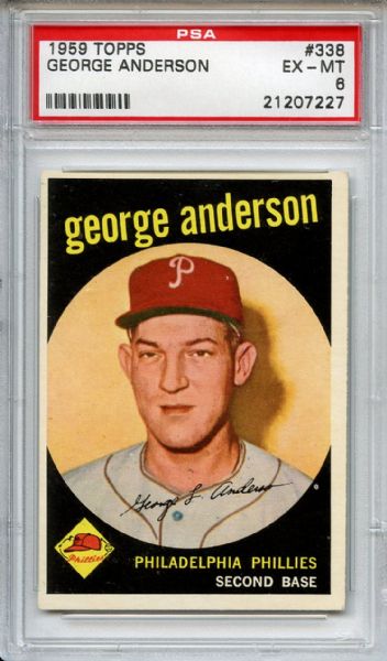 1959 Topps 338 Sparky Anderson Rookie PSA EX-MT 6