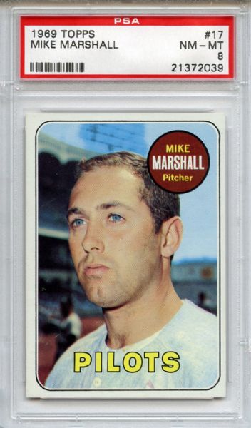 1969 Topps 17 Mike Marshall PSA NM-MT 8