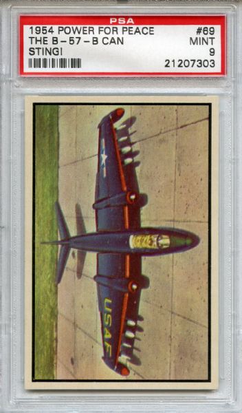1954 Bowman Power For Peace 69 The B-57 B Can Sting! PSA MINT 9