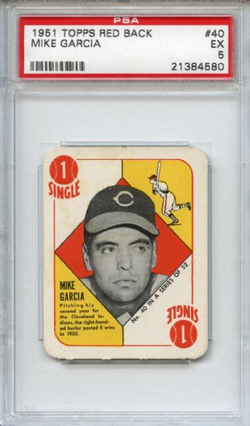 1951 Topps Red Back 40 Mike Garcia PSA EX 5
