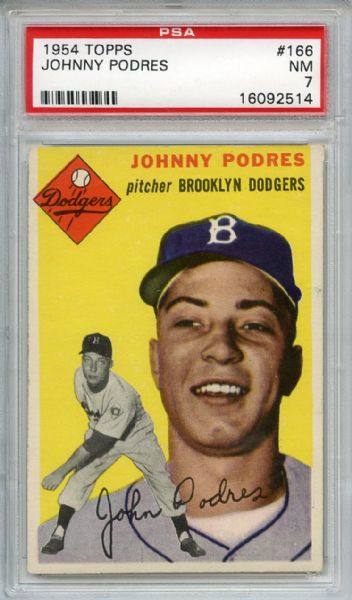 1954 Topps 166 Johnny Podres PSA NM 7