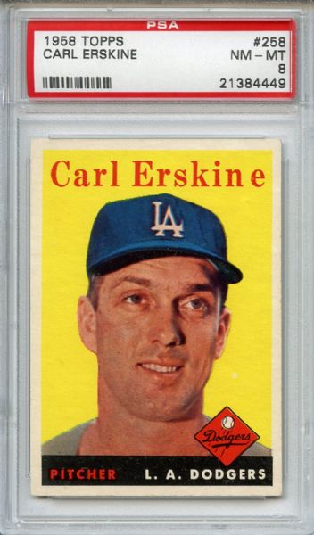 1958 Topps 258 Carl Erskine PSA NM-MT 8