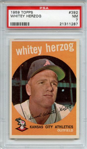 1959 Topps 392 Whitey Herzog PSA NM 7