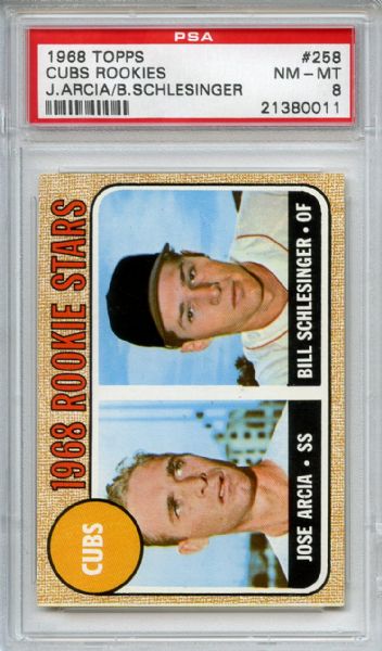 1968 Topps 258 Chicago Cubs Rookies PSA NM-MT 8
