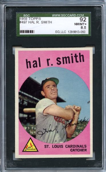 1959 Topps 497 Hal R Smith SGC NM/MT+ 92 / 8.5