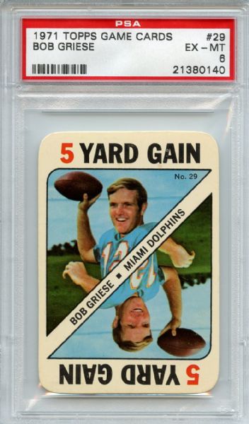 1971 Topps Game 29 Bob Griese PSA EX-MT 6
