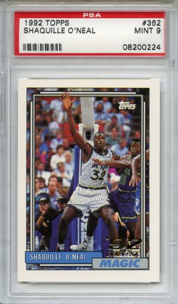 1992 Topps 362 Shaquille O'Neal RC PSA MINT 9