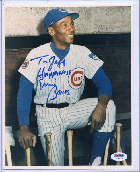 Ernie Banks Signed 8 x 10 Photograph PSA/DNA