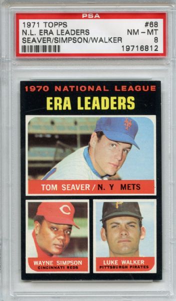 1971 Topps 68 NL ERA Leaders Tom Seaver PSA NM-MT 8