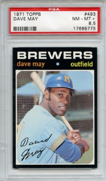 1971 Topps 493 Dave May PSA NM-MT+ 8.5