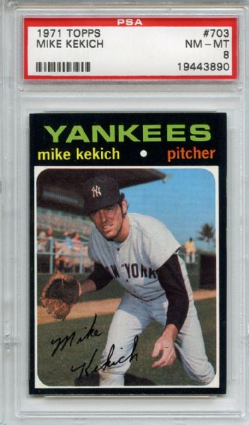 1971 Topps 703 Mike Kekich PSA NM-MT 8