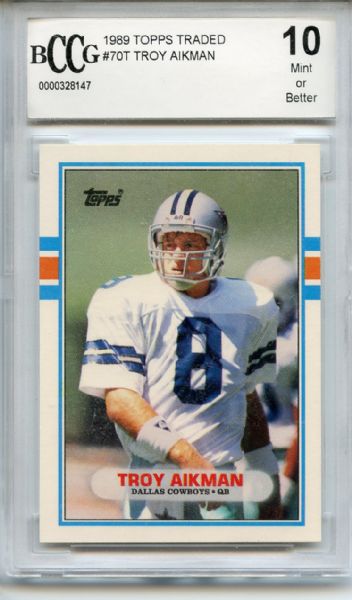 1989 Topps Traded 70T Troy Aikman RC BCCG 10
