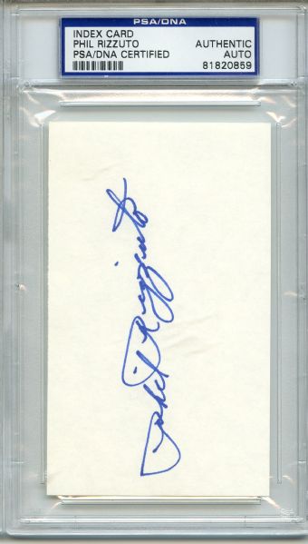 Phil Rizzuto Signed Index Card PSA/DNA