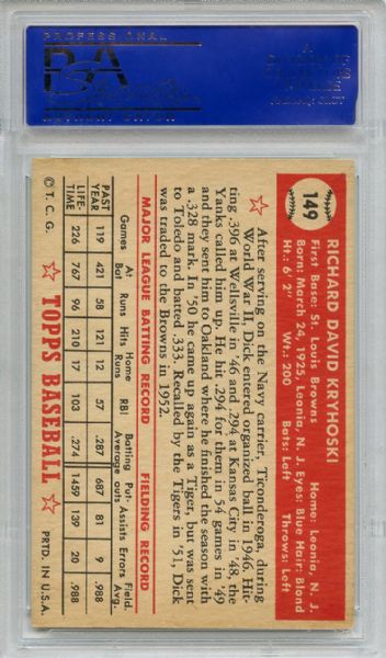 1952 Topps 149 Dick Kryhoski PSA EX-MT 6