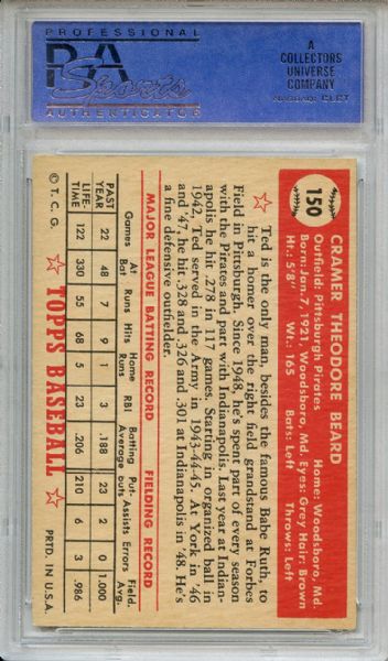 1952 Topps 150 Ted Beard PSA NM 7