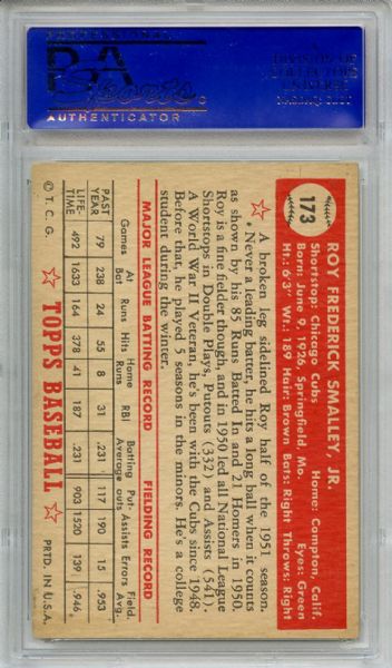 1952 Topps 173 Roy Smalley PSA EX-MT 6