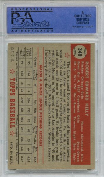 1952 Topps 348 Bob Kelly PSA EX-MT 6