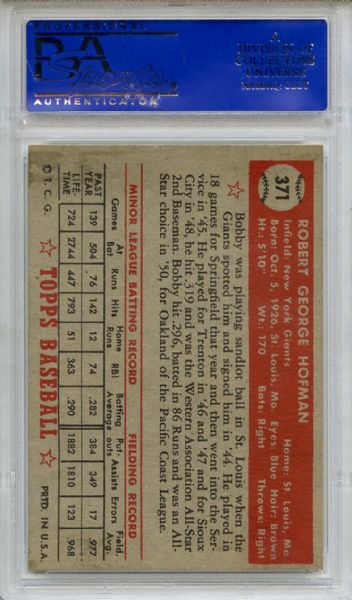 1952 Topps 371 Bob Hofman PSA NM 7