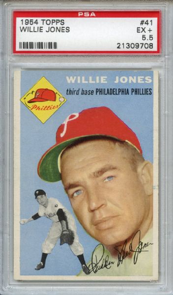 1954 Topps 41 Willie Jones PSA EX+ 5.5