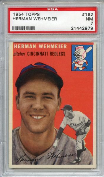 1954 Topps 162 Herman Wehmeier PSA NM 7