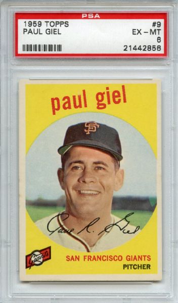 1959 Topps 9 Paul Giel PSA EX-MT 6