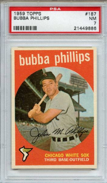 1959 Topps 187 Bubba Phillips PSA NM 7